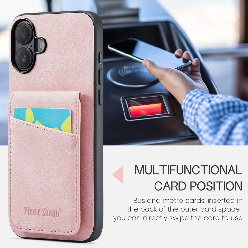 FIERRE SHANN iPhone 16 Skal med Stativ - Rosa