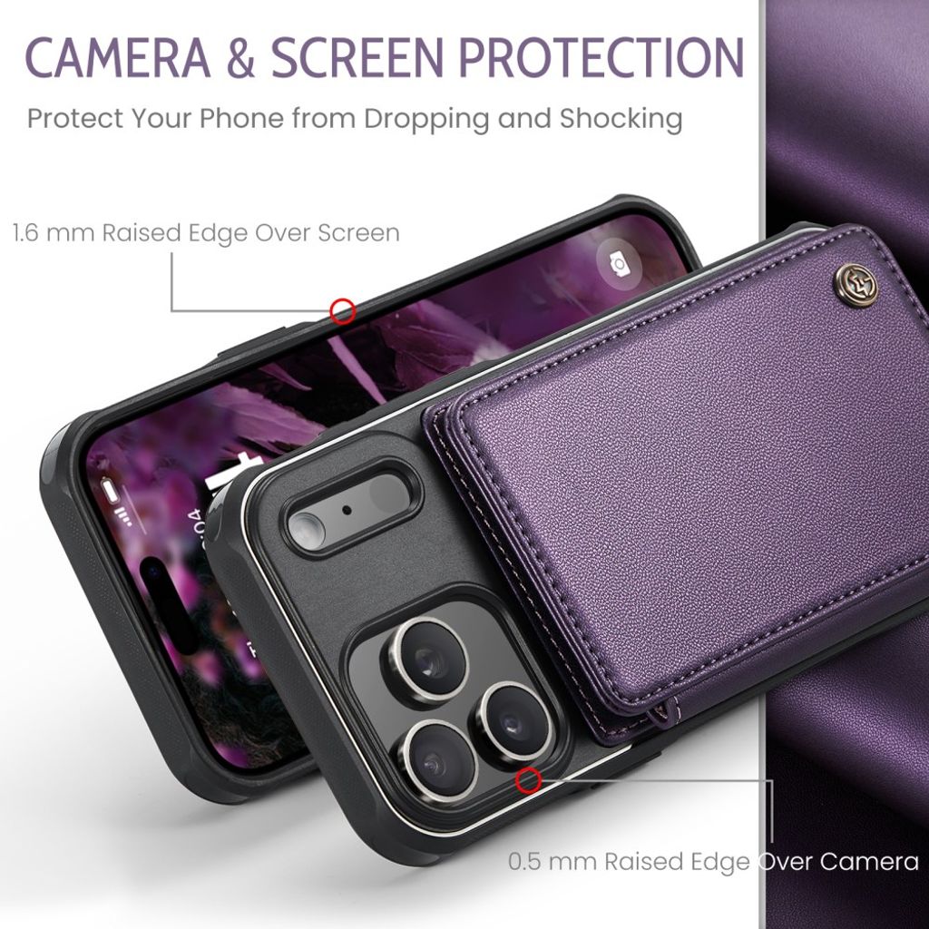 CASEME iPhone 18 Pro Max/17 Pro Max Lompakkokuori RFID-estolla – Purppura