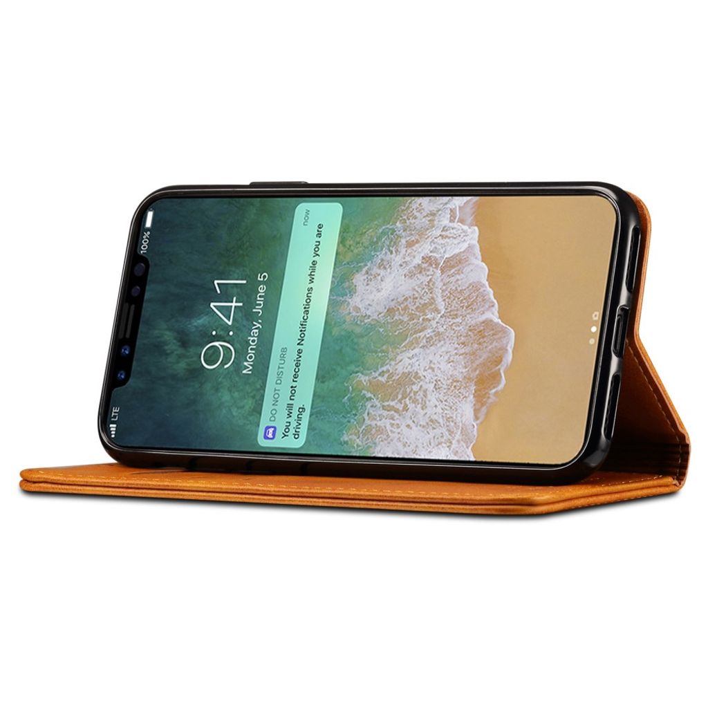 SUTENI iPhone X/XS Lompakkokotelo Jalustalla – Khaki
