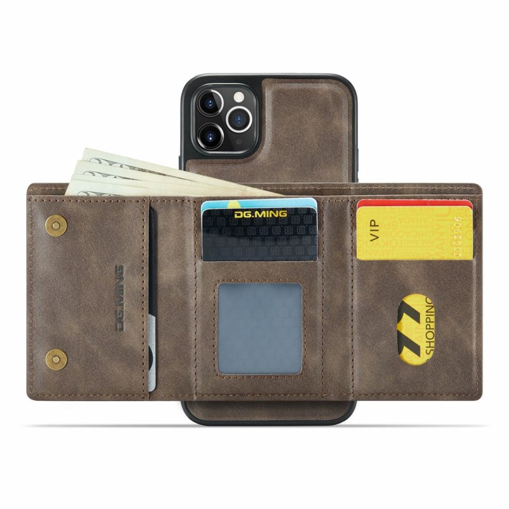 DG.MING iPhone 11 Pro Max Lompakkokuori Magneettinen RFID – Kahvinruskea