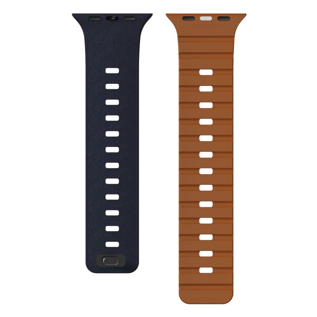 Apple Watch 42/41/40/38mm Klockarmband i texturerat silikon - Blå/Brun