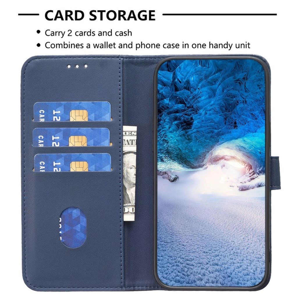 BINFEN COLOR iPhone 15 Wallet Cover Stand PU Leather - Blue