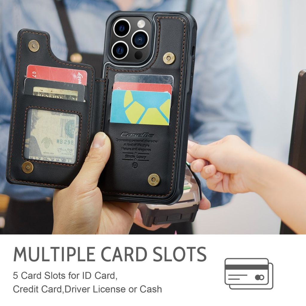 CASEME iPhone 14 Pro Max C22 Pungcover PU Læder RFID - Sort