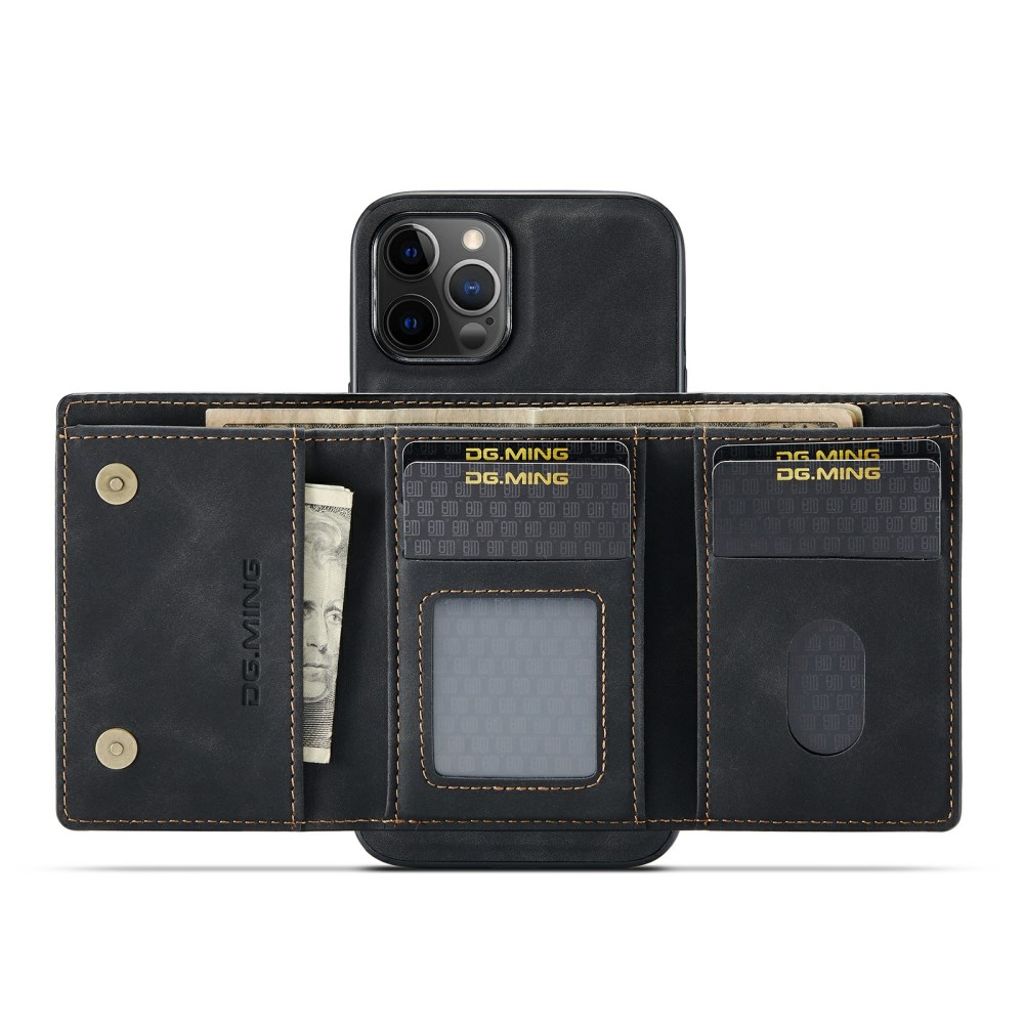 DG.MING iPhone 13 mini Wallet Case with Kickstand – Black