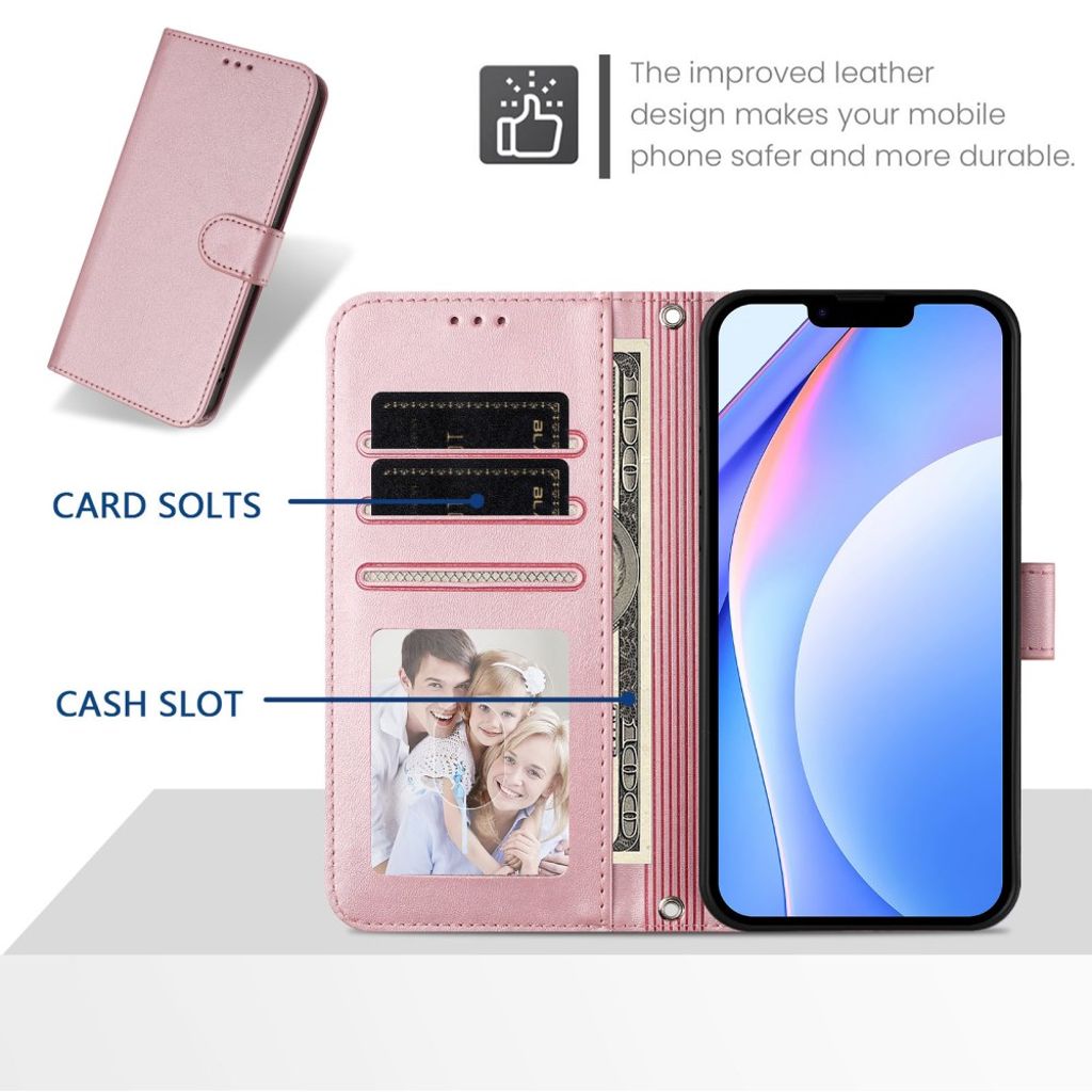 Samsung Galaxy A37 5G Lompakkokotelo RFID-estävä PU-nahka - Vaaleanpunainen