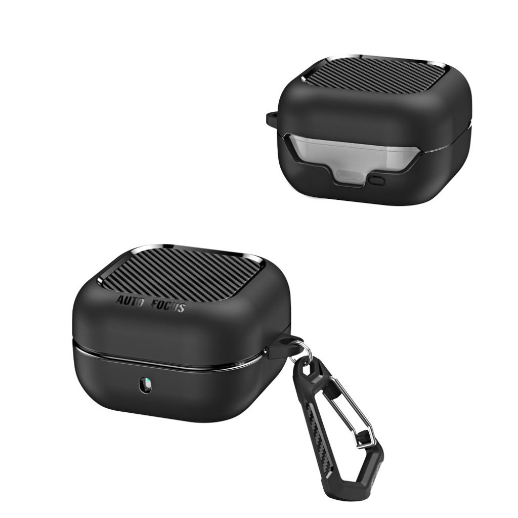 Samsung Galaxy Buds4/Buds4 Pro Skal Kolfibertextur med Karbinhake - Svart