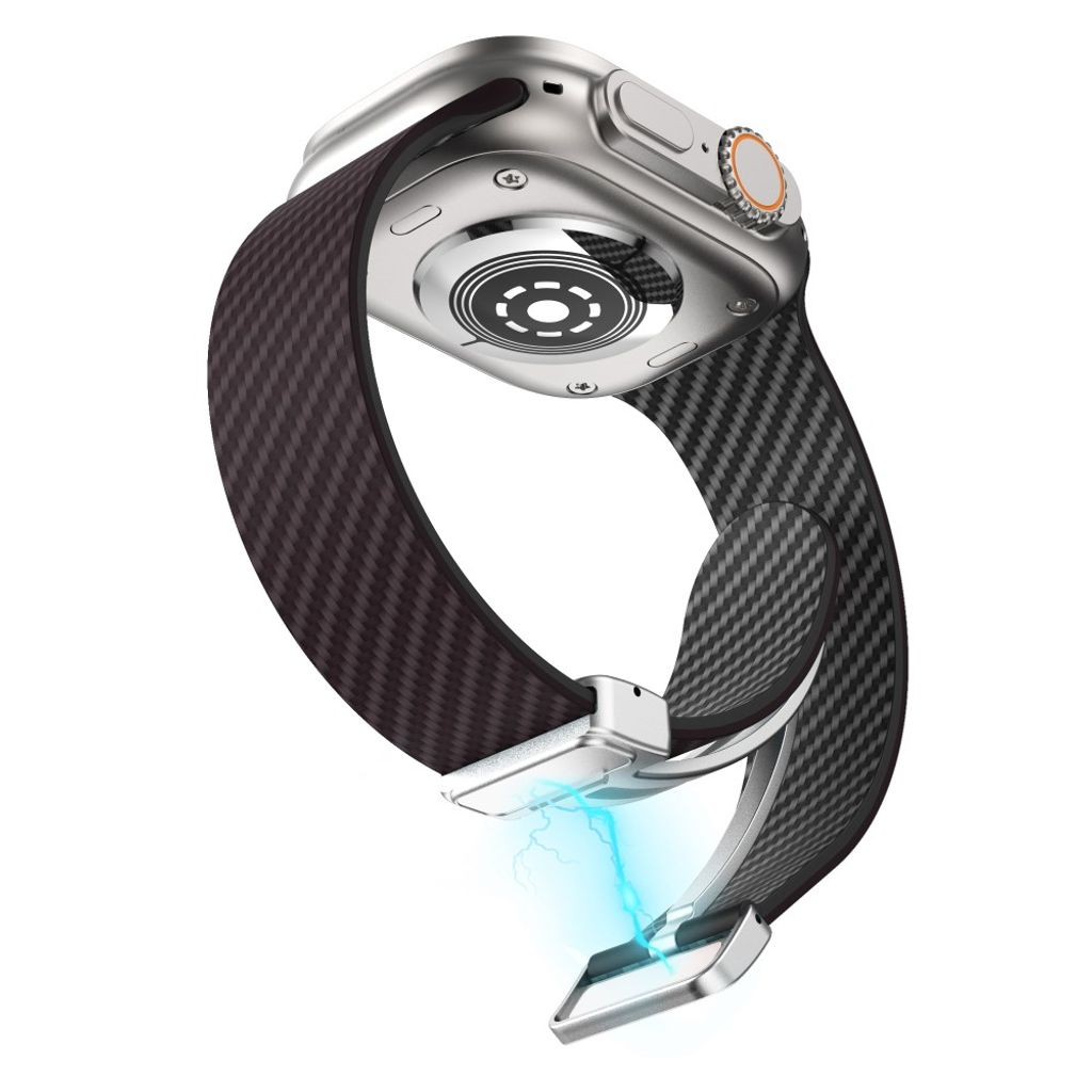 Apple Watch 42 / 41/ 40 / 38mm Klockarmband kolfibertextur - Mörkbrun/Svart
