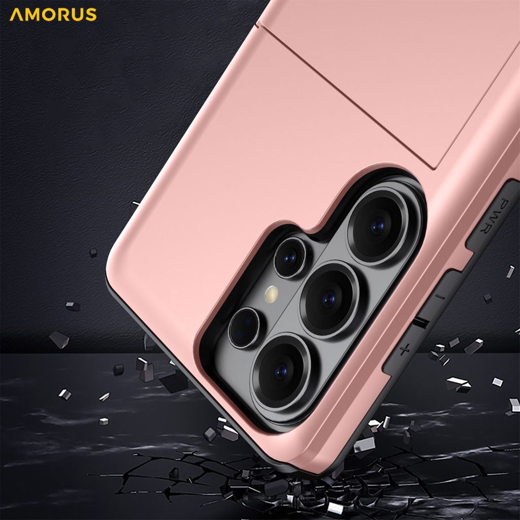 AMORUS Samsung Galaxy S26 Ultra Plånboksskal Korthållare – Roséguld