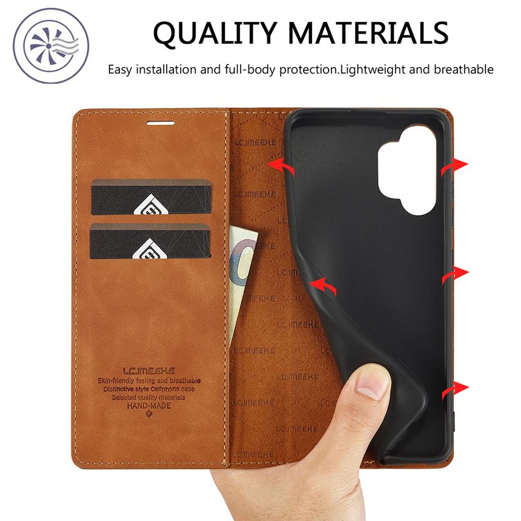 LC.IMEEKE Samsung Galaxy A32 4G Lompakkokotelo - Ruskea