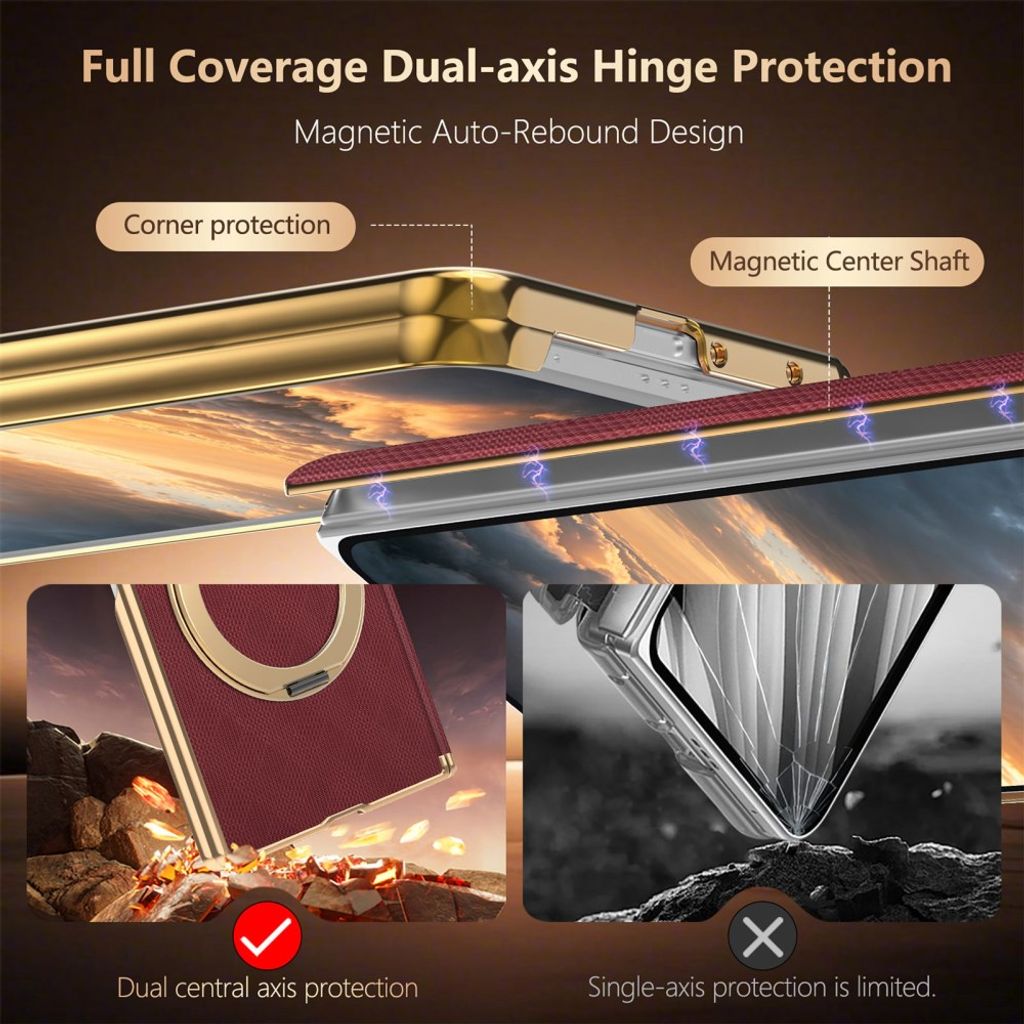 Samsung Galaxy Z Fold8 Ultra MagSafe kuori rengasjalustalla - Punainen