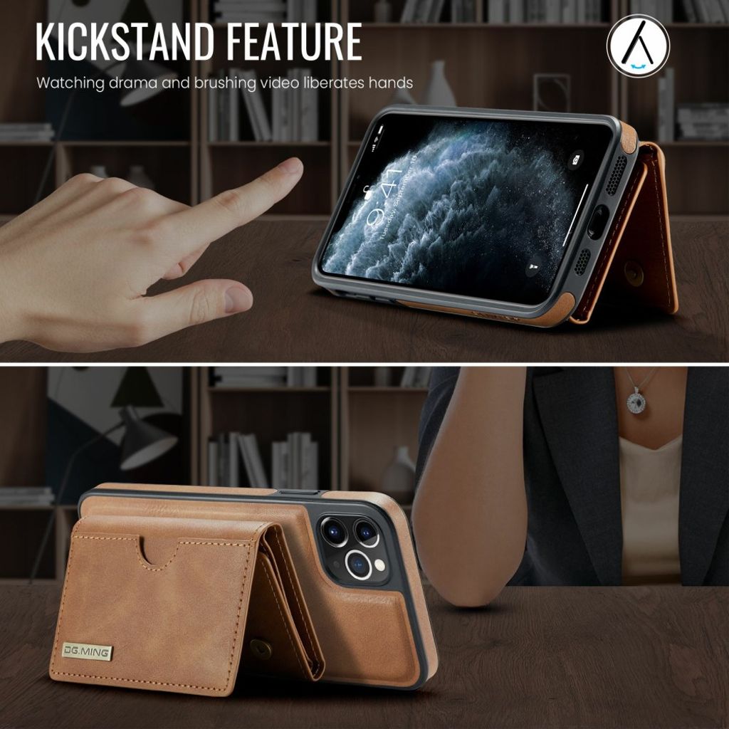 DG.MING iPhone 11 Pro Max Plånboksskal RFID-blockerande – Brun