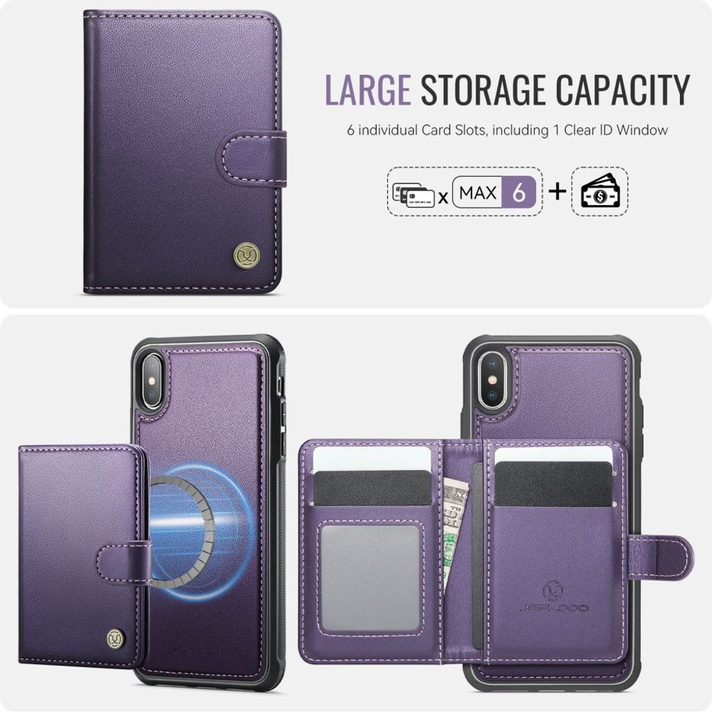 JEEHOOD iPhone XS Max Cover RFID-blokerende Kortholder – Lilla