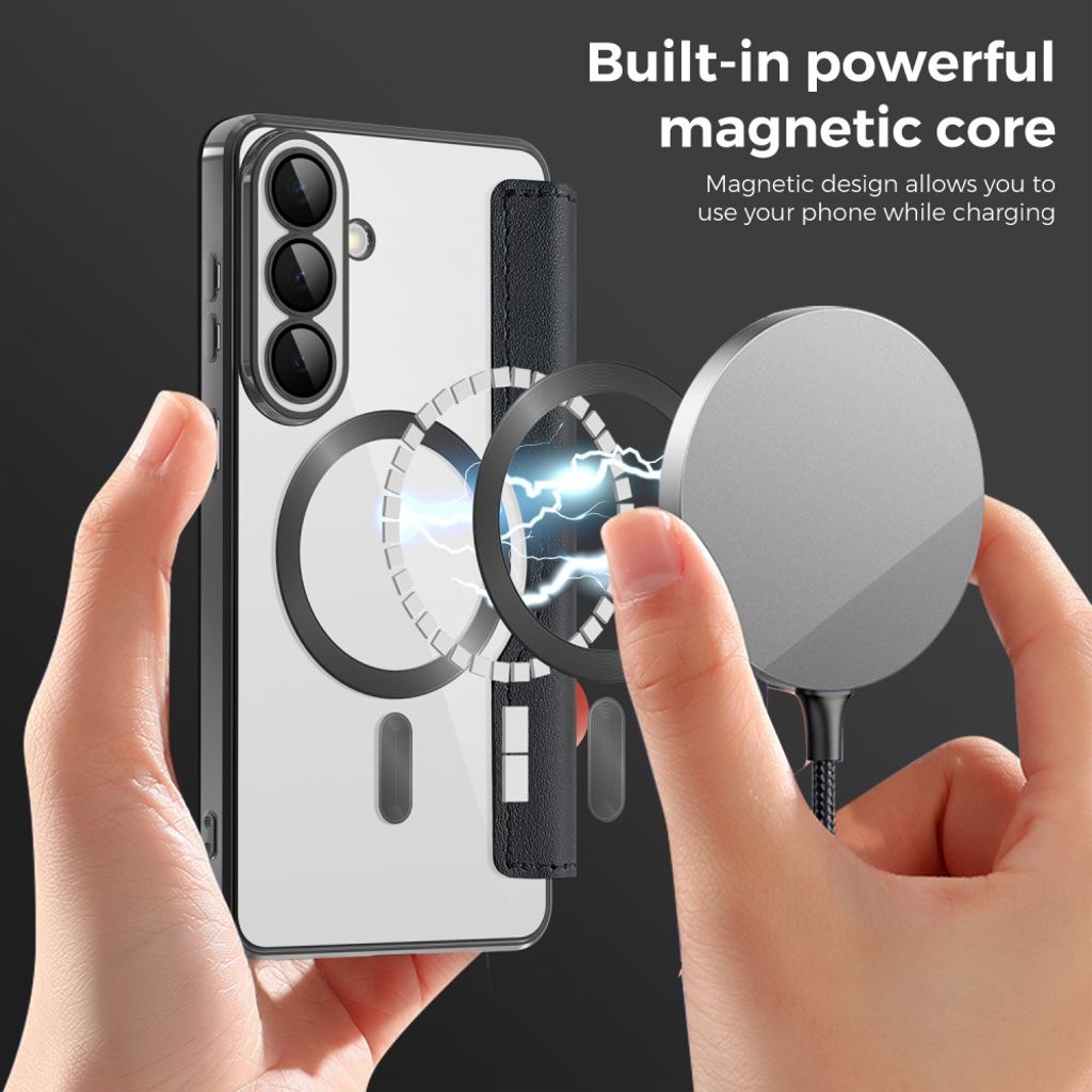 Samsung Galaxy S26 Plus MagSafe Lommeboketui RFID-blokkerende Kortholder - Svart