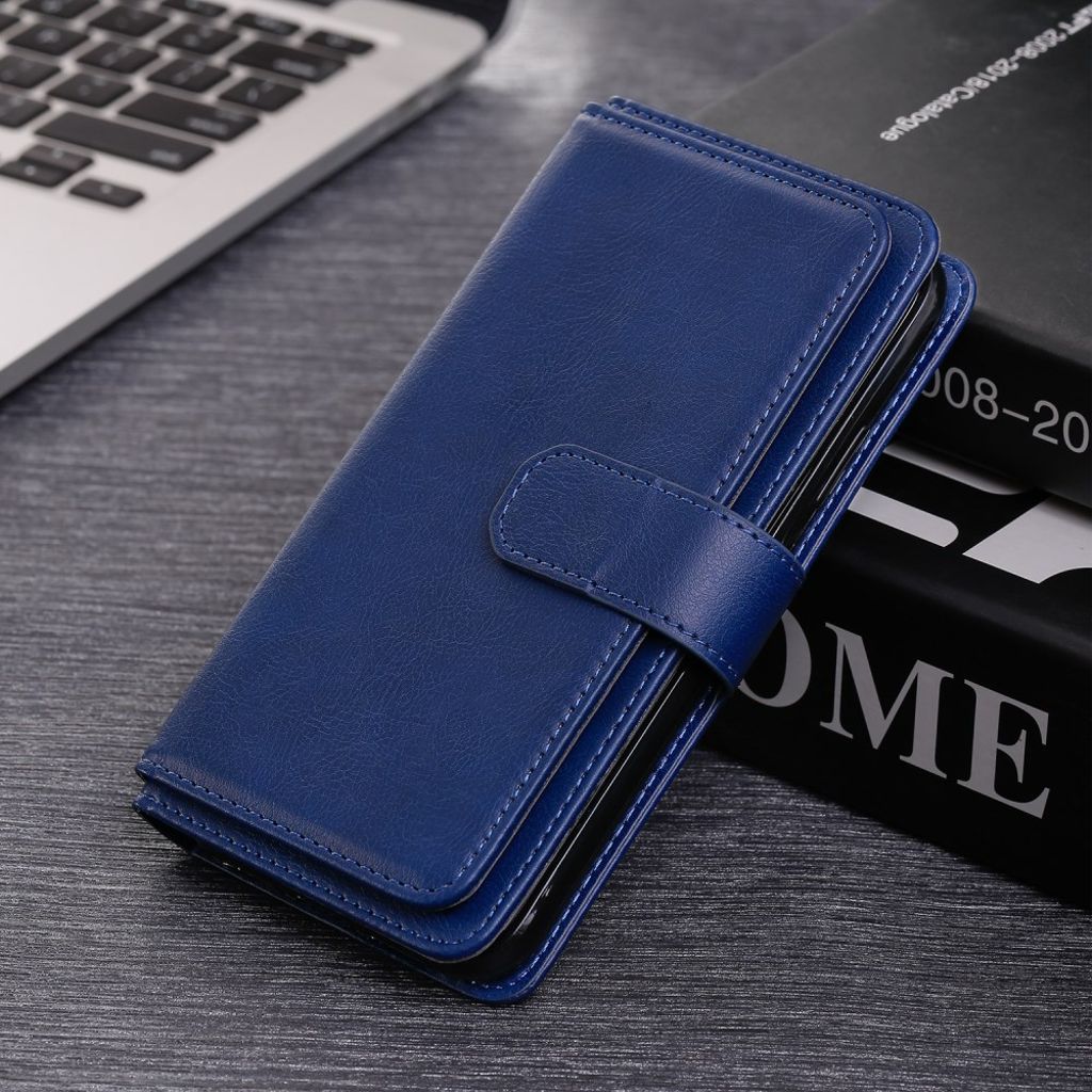 Samsung Galaxy S26 Plus Lommeboketui med 10 Kortspor og Stativ - Blå