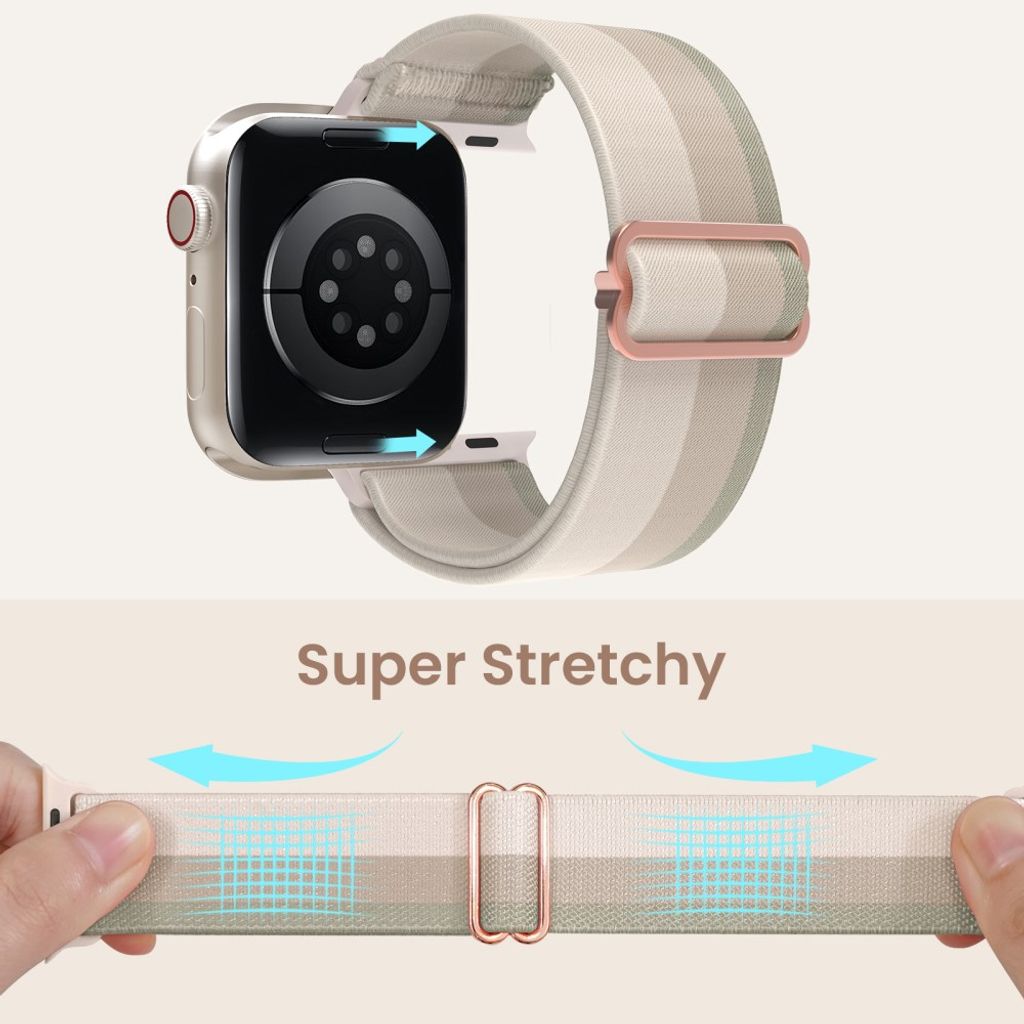 AHASTYLE WE26 Apple Watch 49 / 46 / 44 / 42mm Punottu nailoninen kellonranneke - Beige