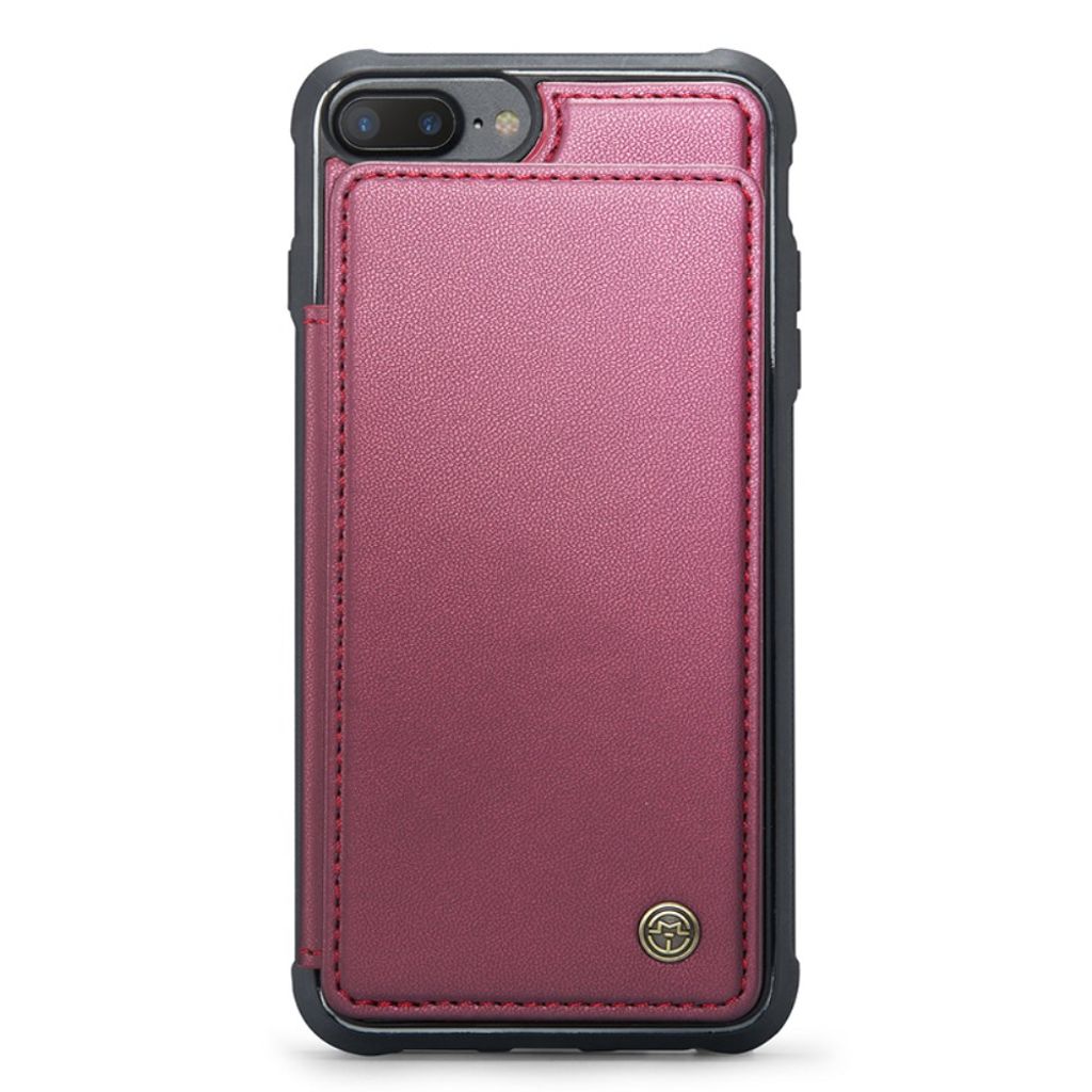 CASEME iPhone 6 Plus/6s Plus/7 Plus/8 Plus Cover med 5 Kortplads - Rød