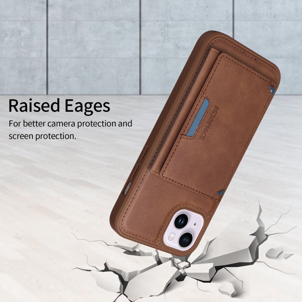 BETOPNICE iPhone 14 Plus MagSafe Deksel Lommebok - Brun