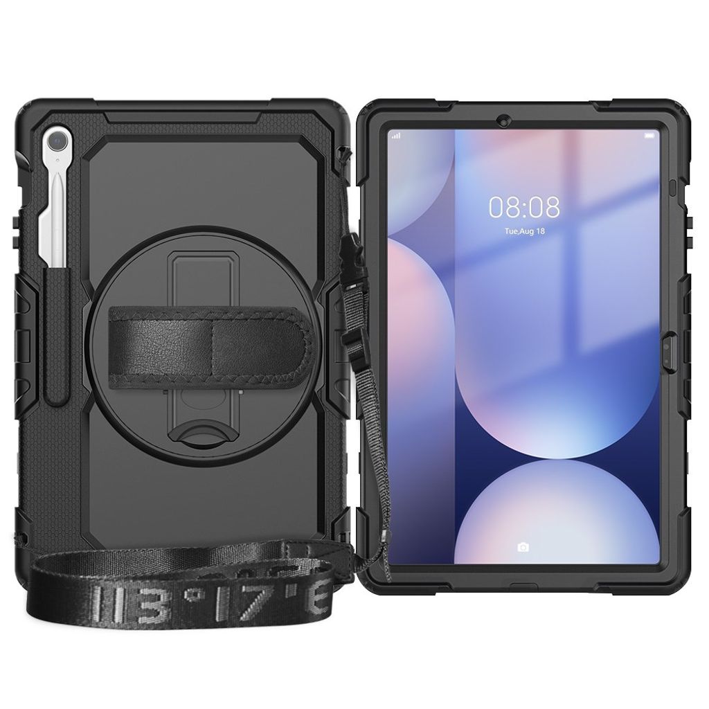 Samsung Galaxy Tab S10 FE Plus Case with Shoulder Strap - Black