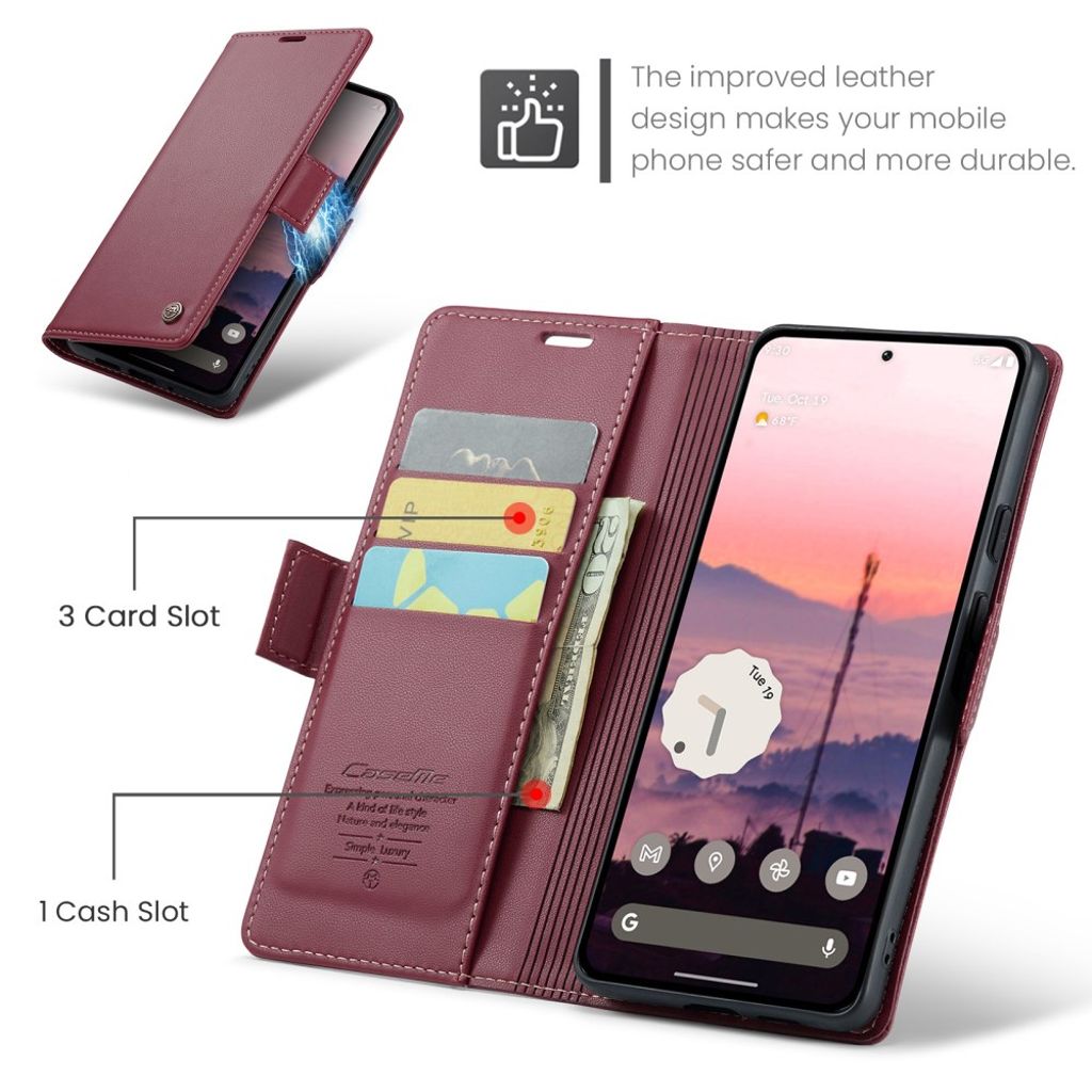 CASEME Google Pixel 10 Pro / 10 / 9 Pro / 9 Kotelo Korttipaikka - Punainen
