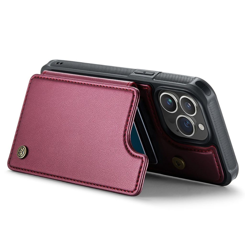 CASEME iPhone 15 Pro Max Skal med 5 Kortfack - Röd