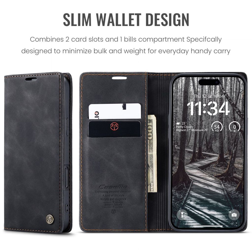 CASEME iPhone Air Plånboksfodral med Kortfack - Svart