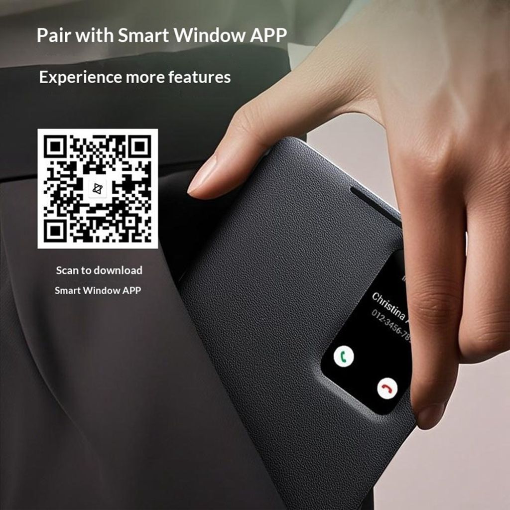 QIALINO Samsung Galaxy S26 Ultra etui med visningsvindu i ekte skinn – svart