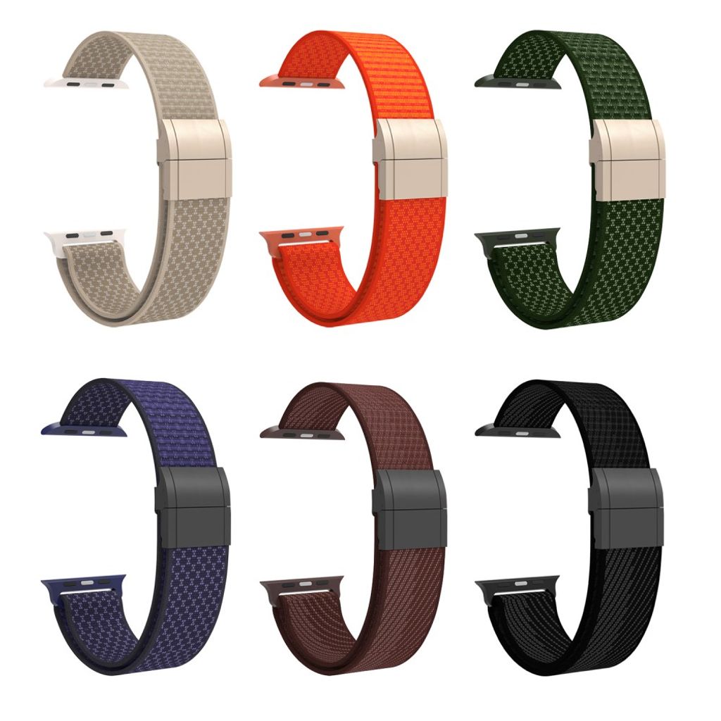 Apple Watch 49/46/44/42mm Klockarmband i Nylon Magnetisk Stängning - Mörkgrå