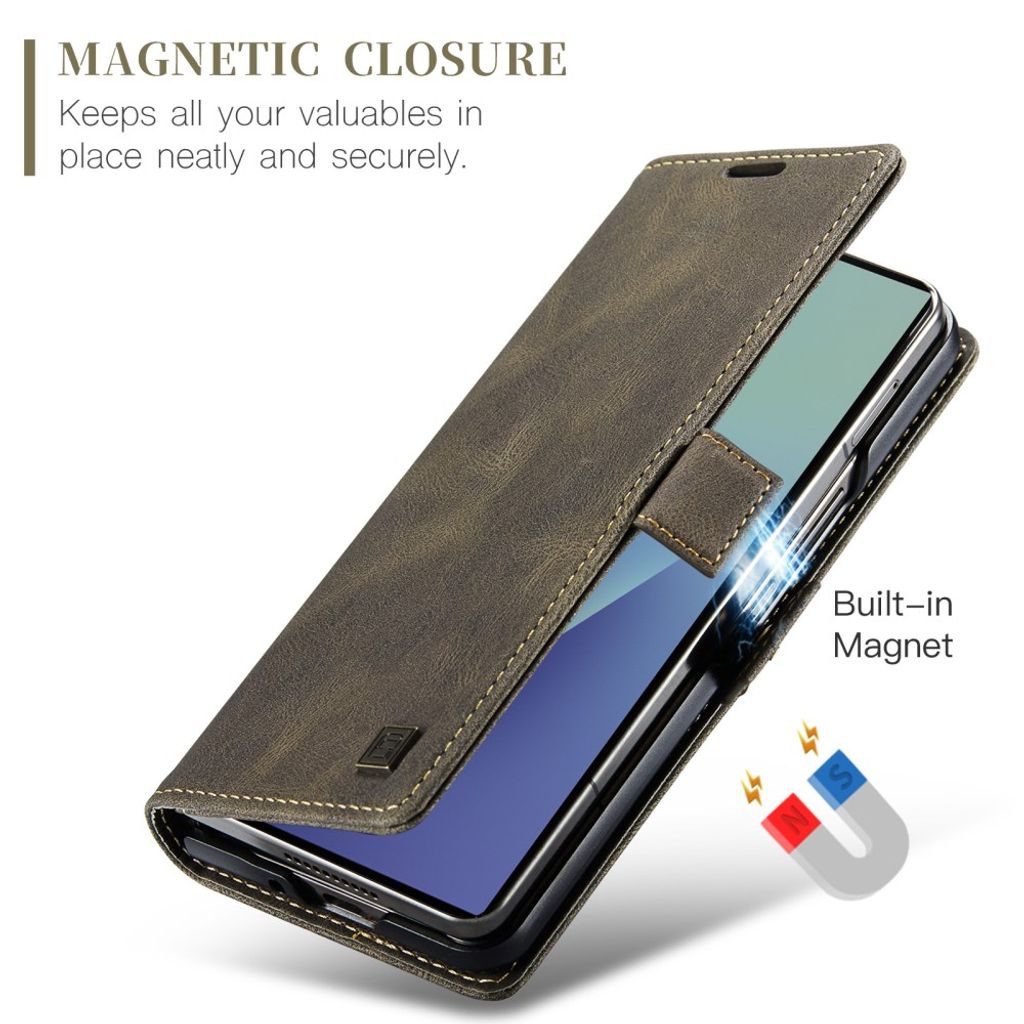 AUTSPACE Samsung Galaxy Z Fold8 Ultra Flip Cover med RFID blokering - Mørkebrun