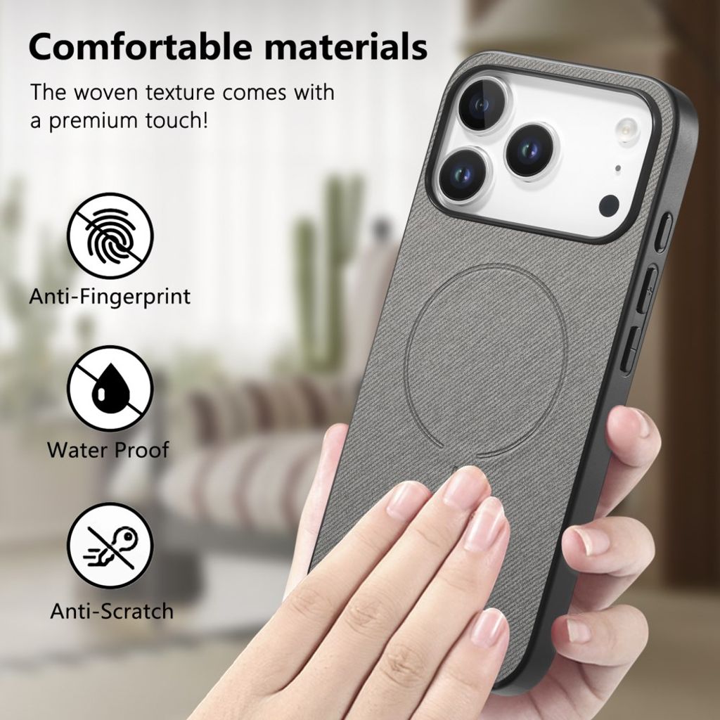 MagSafe-etui med tekstil-look til iPhone 17 Pro og iPhone 18 Pro – grå