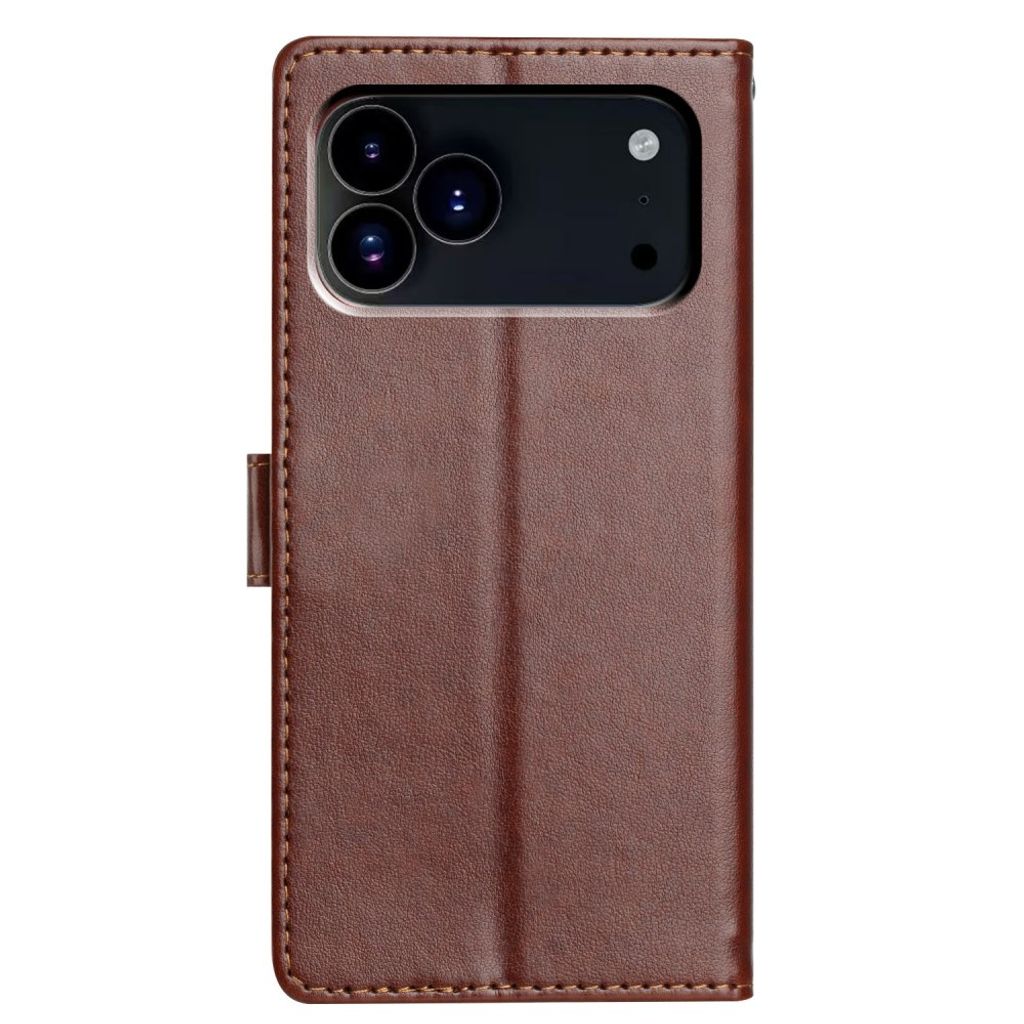 iPhone 18 Pro/17 Pro Plånboksfodral med Kortfack och Stöd – Brun