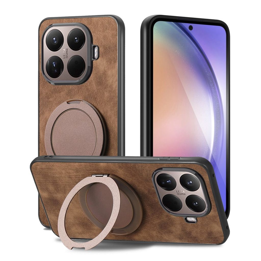 Xiaomi 17T Pro Skal i PU-läder med ringstativ - Brun