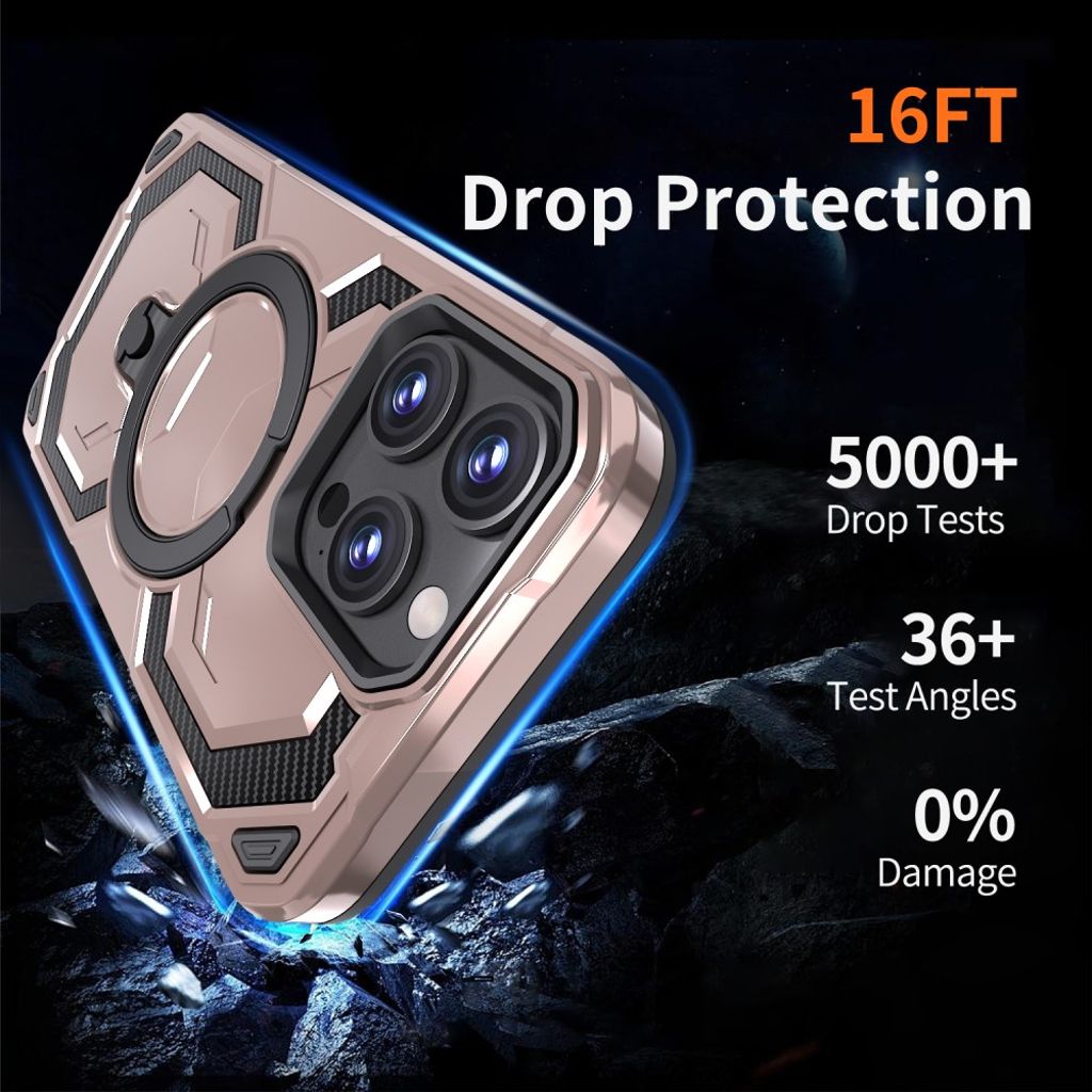 iPhone 13 Pro Max Magneettinen Kuori Jalusta – Ruusu kultaa