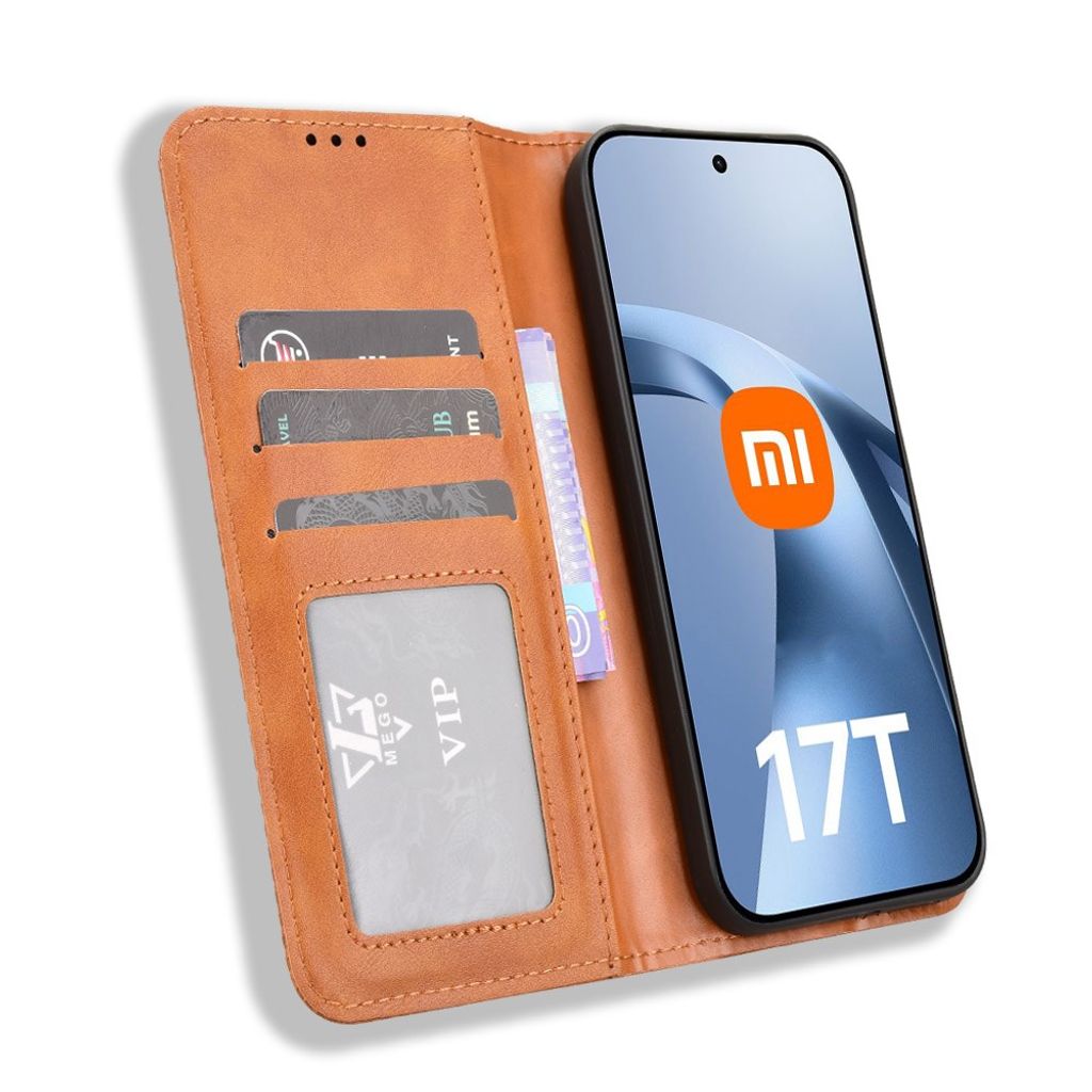 Xiaomi 17T Pro Plånboksfodral i PU-läder - Brun