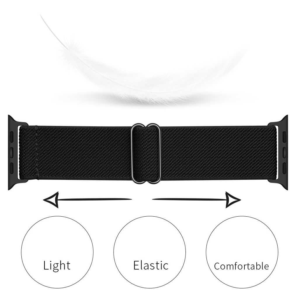Apple Watch 42/44/46/49mm Urrem Flettet Nylon – Sort