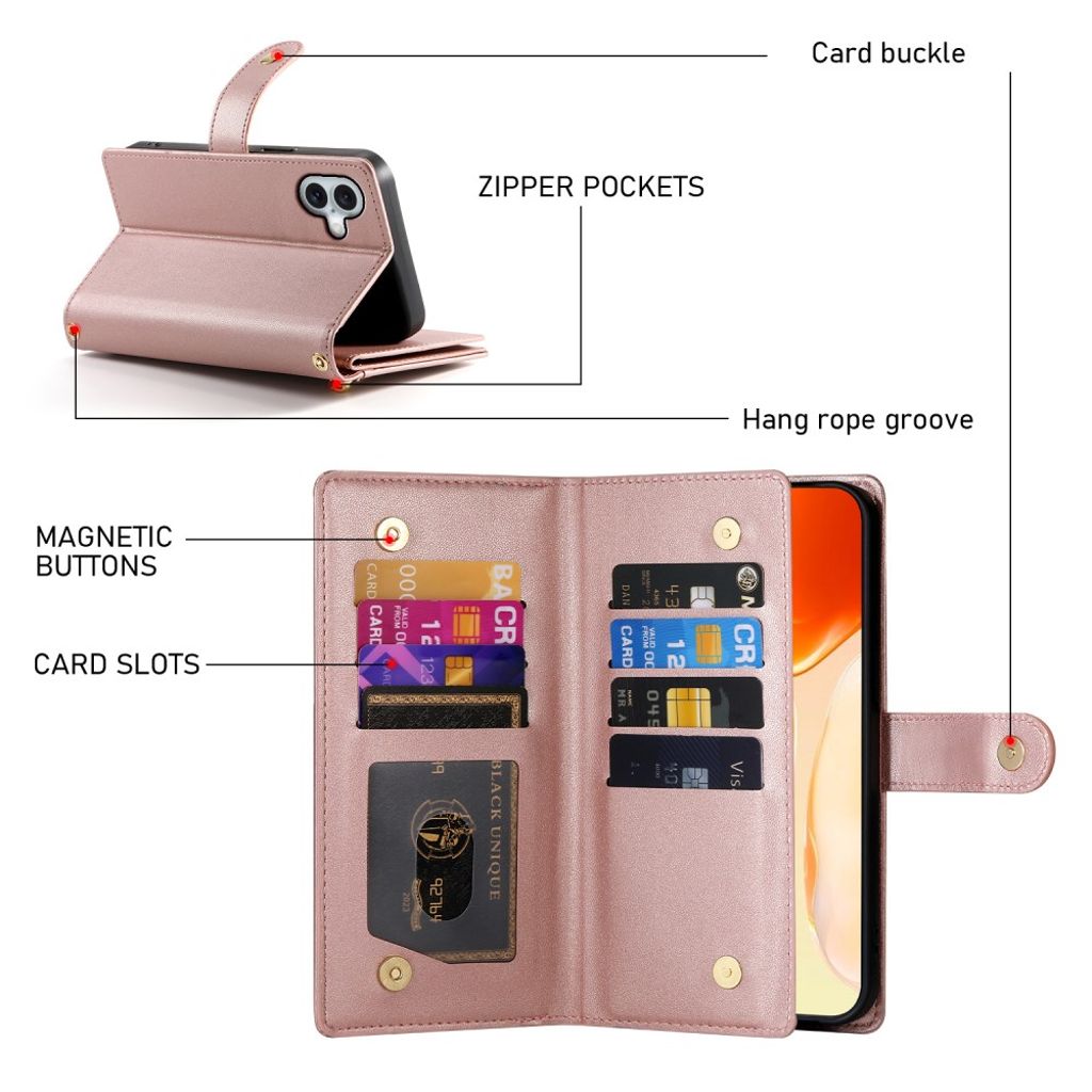 iPhone 17 Pungetui med Bærestrop - Pink