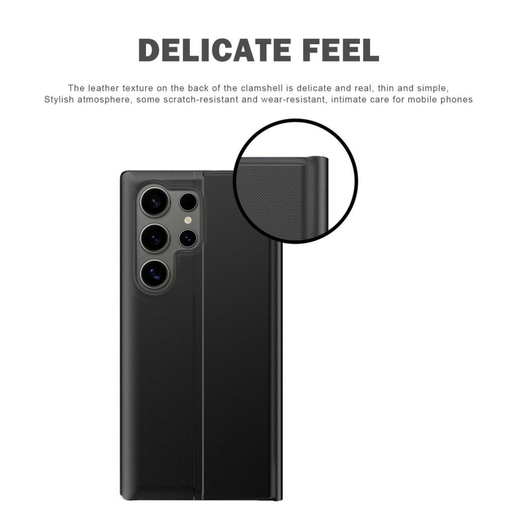 Samsung Galaxy S26 Ultra Etui Visningsvindu PU-lær – Svart