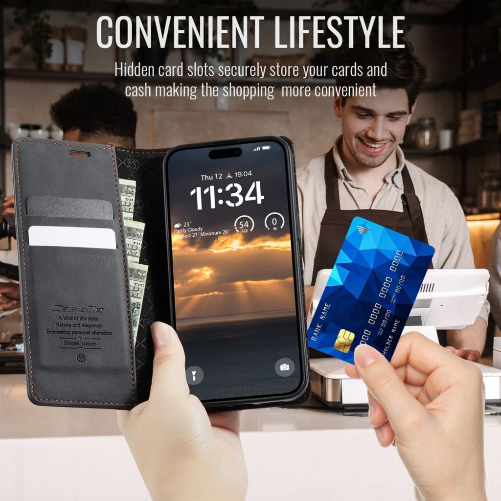CASEME iPhone 18 Pro/17 Pro RFID-estävä Lompakkokotelo - Musta