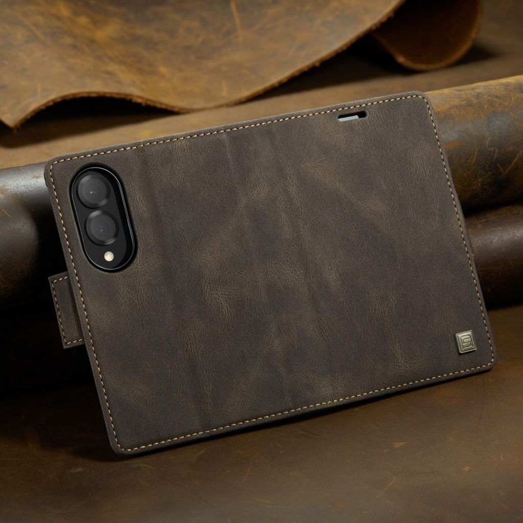 AUTSPACE Samsung Galaxy Z Fold8 Flip Cover i PU-læder med RFID-blokering - Mørkebrun