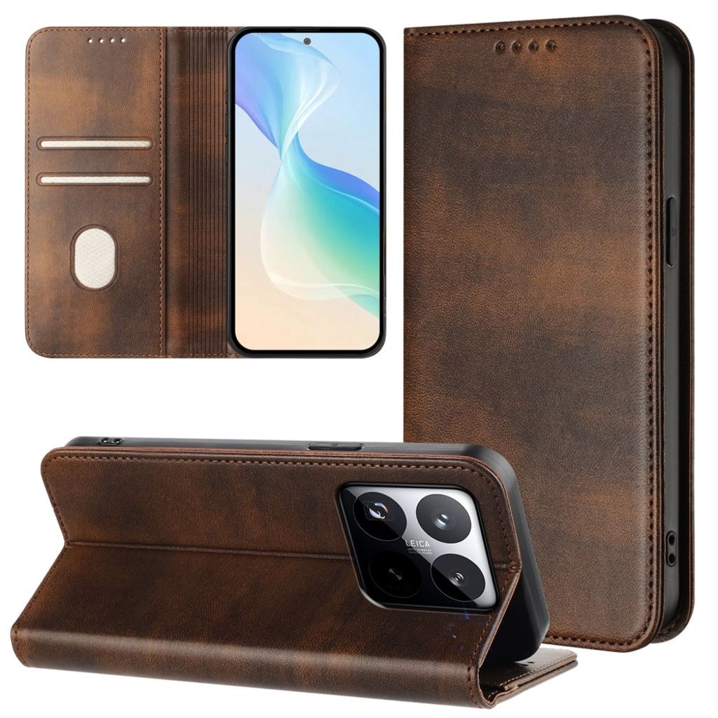 Xiaomi 15T Wallet Cover with RFID Blocking - Brown