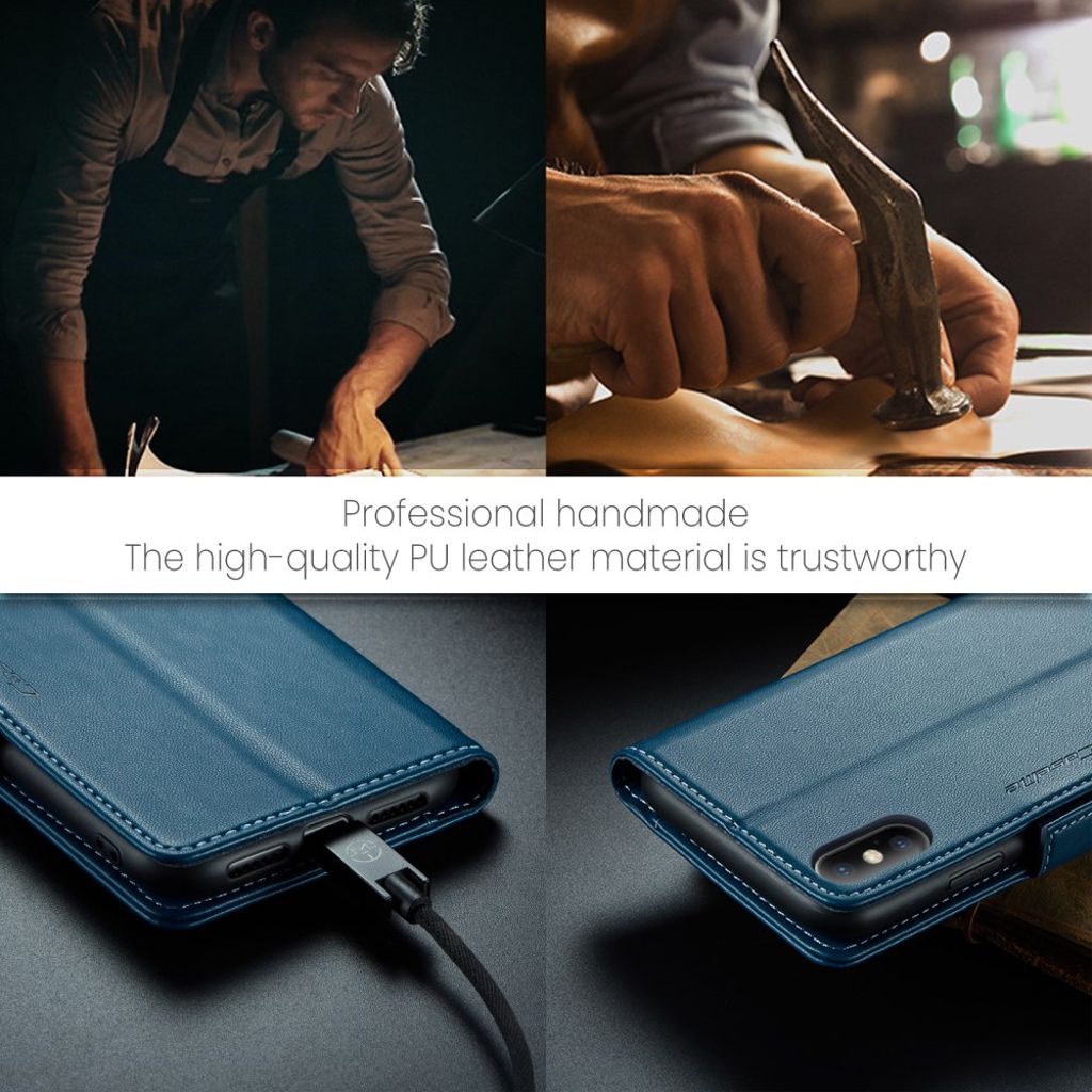 CASEME iPhone XS Max Pungetui RFID-blokerende 3 Kortplads – Blå