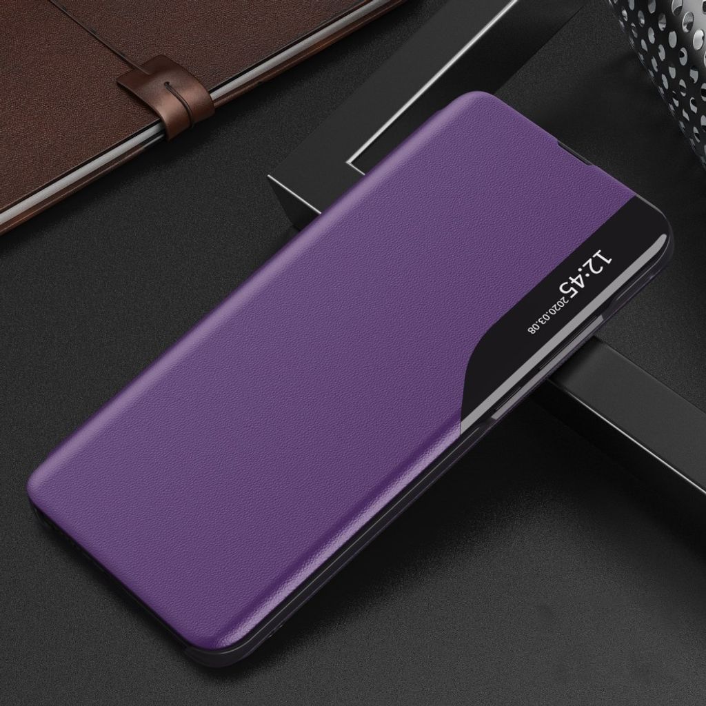 Samsung Galaxy A27 5G Kotelo Smart View -ikkunalla ja telineellä - Violetti