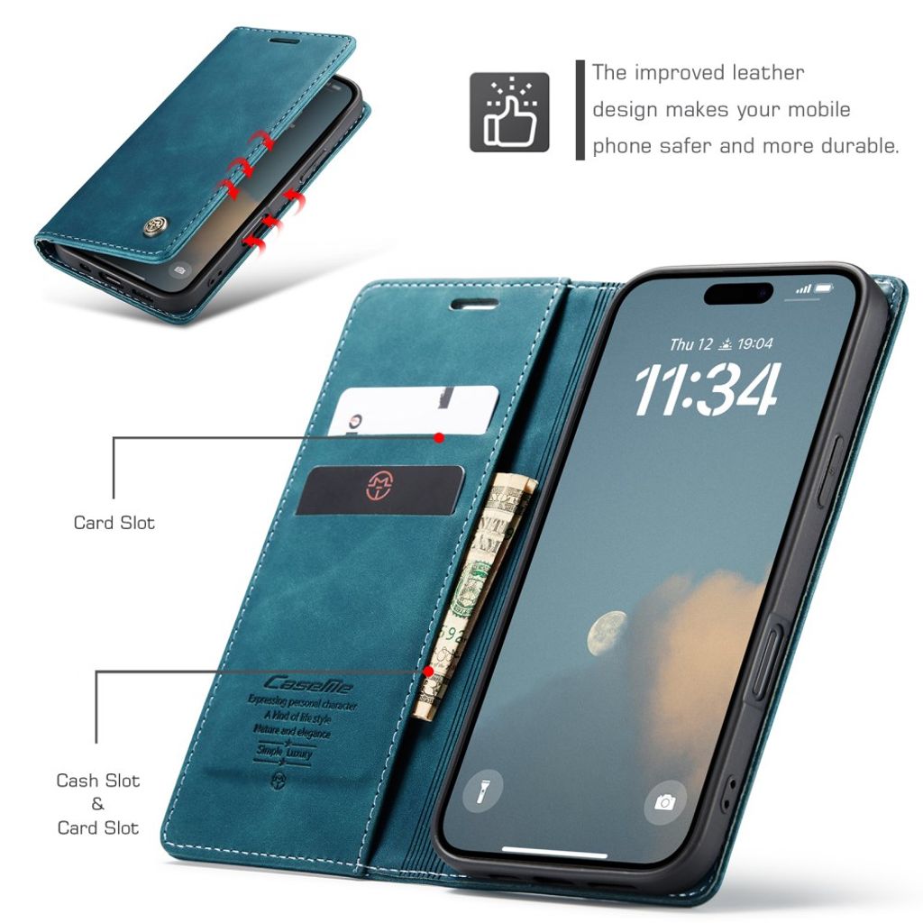 CASEME iPhone 17 Pungetui med Kortplads - Blå
