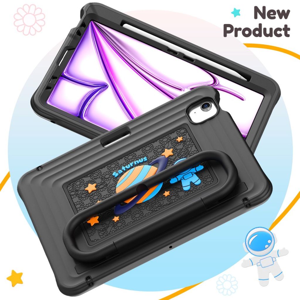 Lasten kuori jalustalla iPad Airille/Prolle 11" - musta