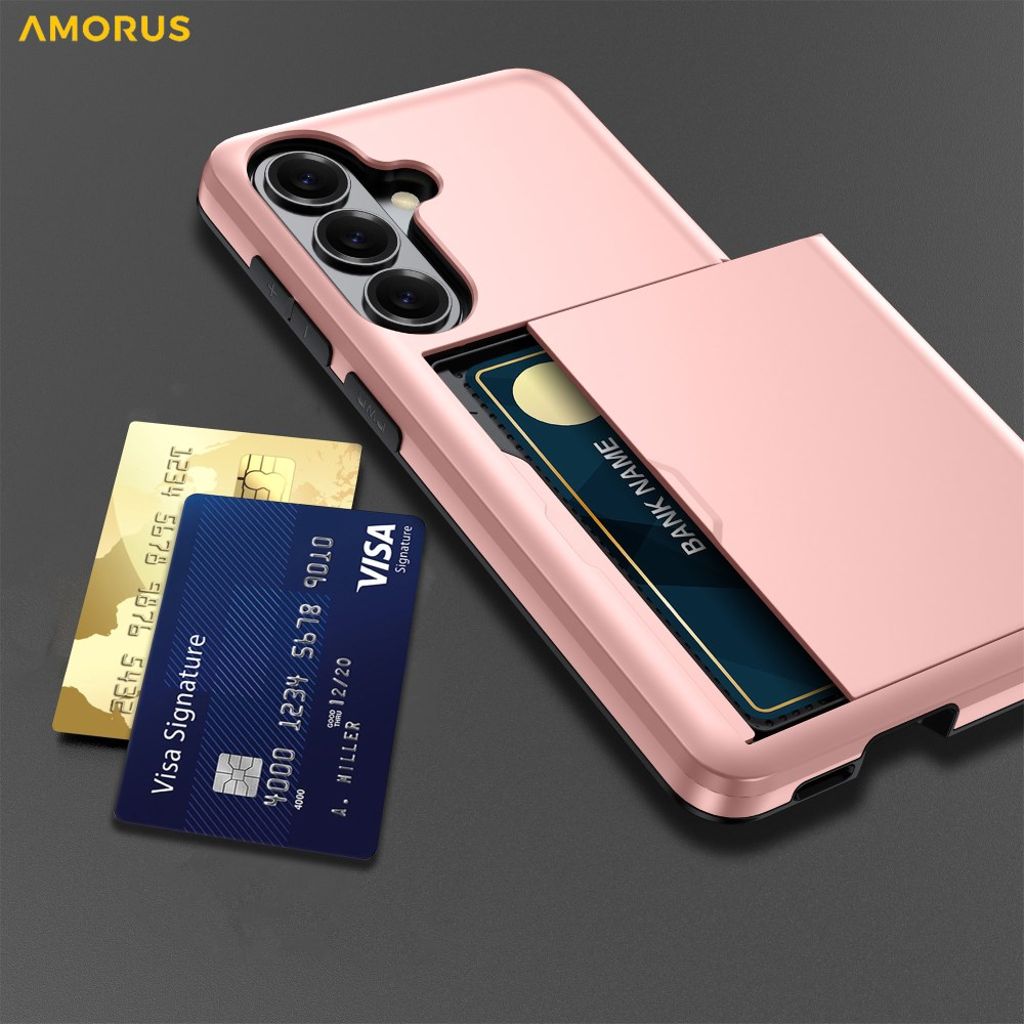 AMORUS Samsung Galaxy S26/S26 Pro Case Sliding Card Holder - Silver