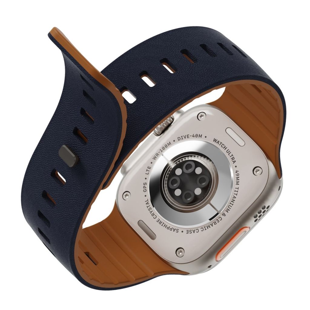Apple Watch 49/46/44/42mm Klockarmband i texturerat silikon - Blå/Brun