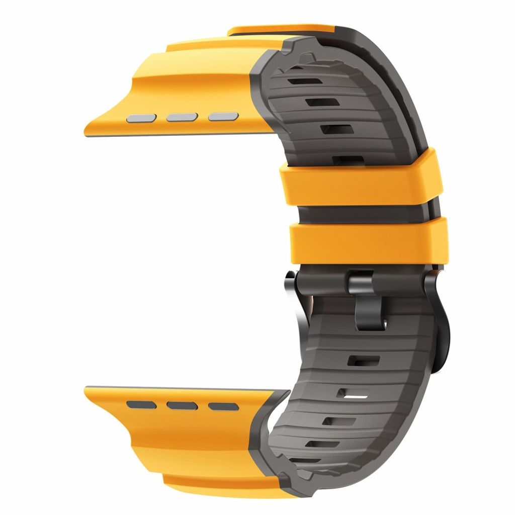 Apple Watch 49/46/44/42mm Tvåfärgat Klockarmband Silikon - Gul/Grå