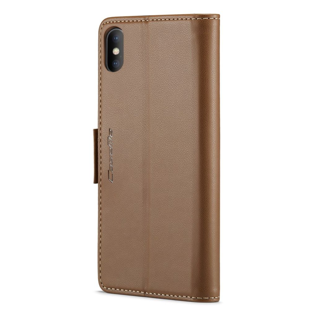 CASEME iPhone XS Max Pungetui m. 3 Kortplads & RFID-blokering – Brun