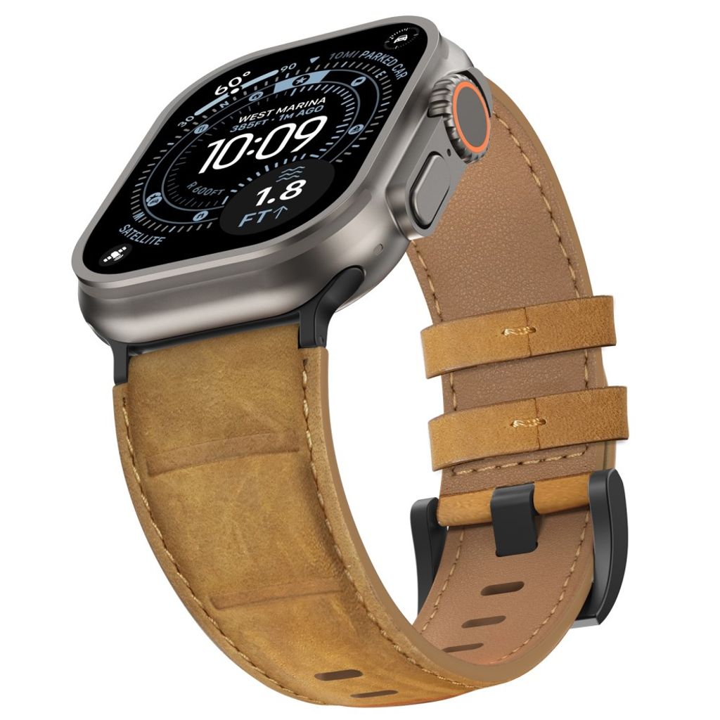 AHASTYLE DD12 Apple Watch 49 / 46 / 44 / 42mm Nahkainen kellonranneke - Tummanruskea