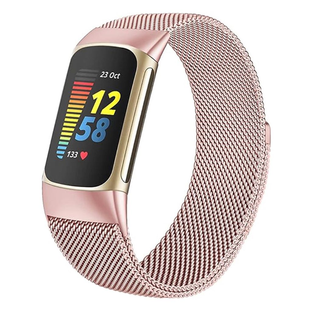 KALEBOL Fitbit Charge 6 / 5 Klokkereim i rustfritt stål - Rosegull