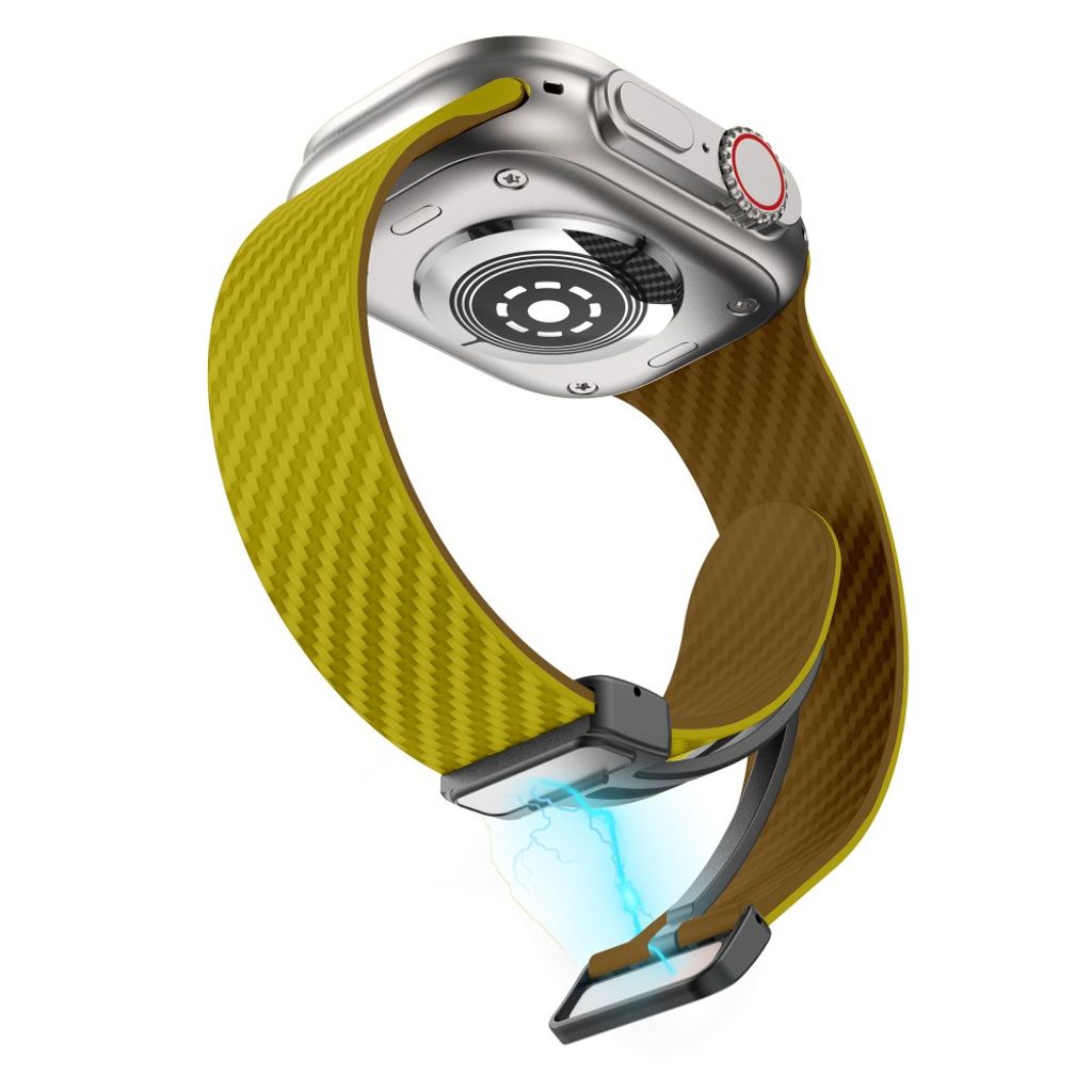 Apple Watch 42 / 41/ 40 / 38mm Klockarmband kolfibertextur - Gul/Brun
